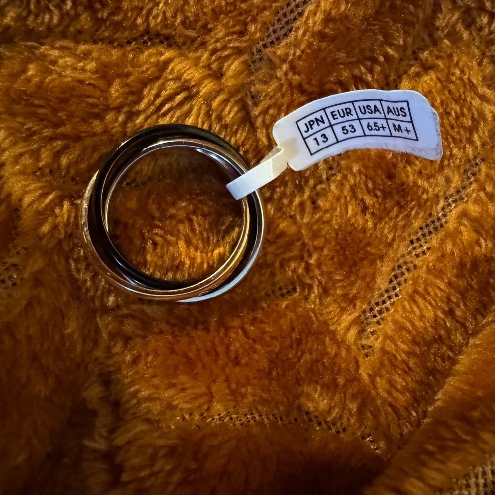 NWT Inori Stainless Steel Tri Colored Black Women's Ring - Body, Mind, Spirit - Picture 3 of 5